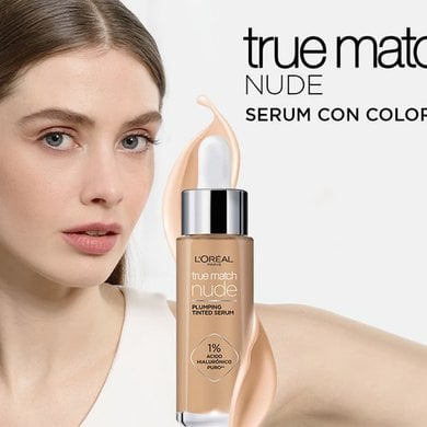 Loreal paris modelo base liquida mi piel mi base ideal true match serum maquillaje rostro