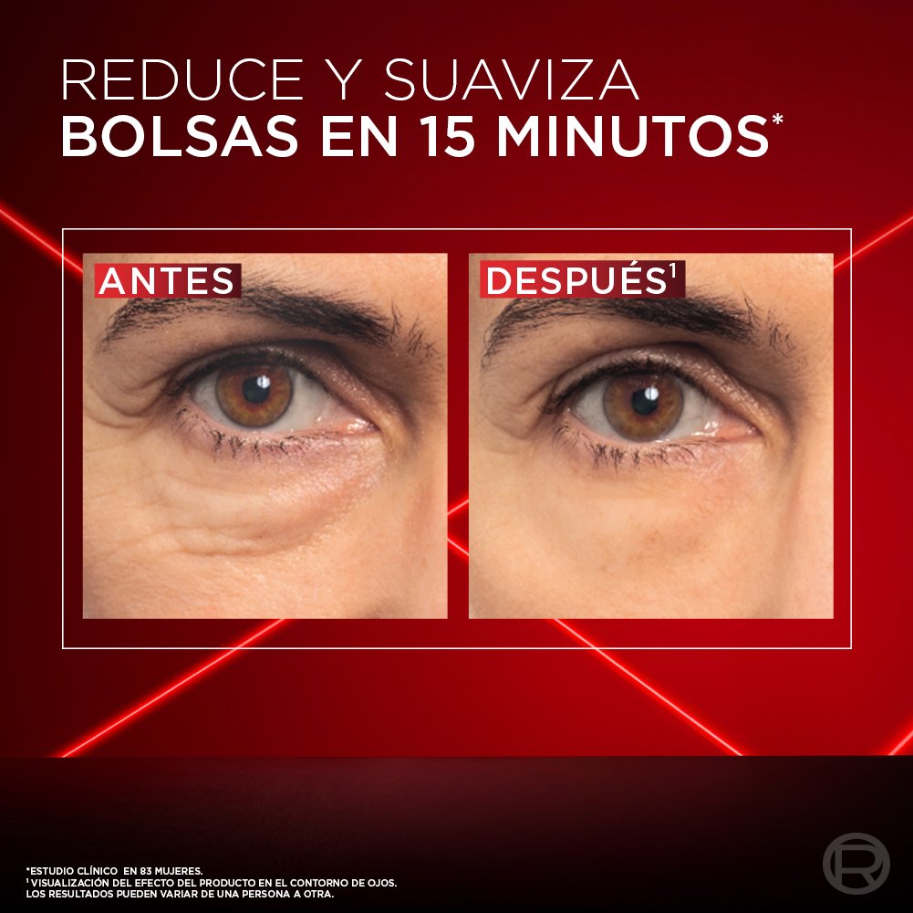 Reduce y suaviza bolsas en 15 minutos*