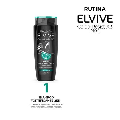 L'Oréal Paris shampoo Caída Resist x3 men de Elvive rutina