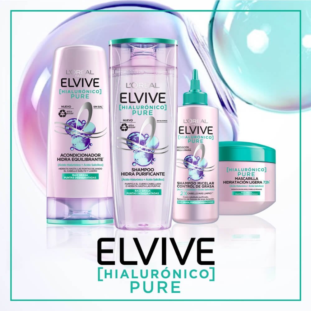 Hialurónico Pure Shampoo Hidra Purificante de Elvive