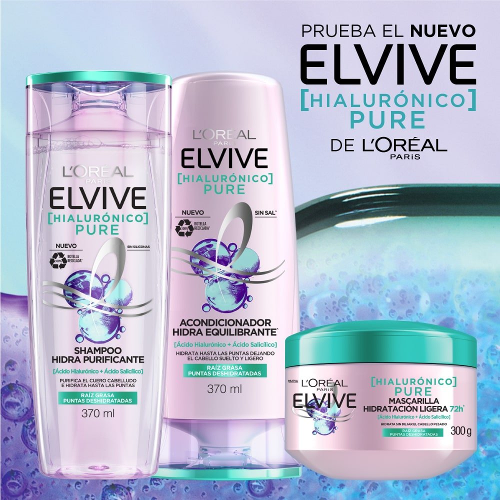 Hialurónico Pure Shampoo Hidra Purificante de Elvive