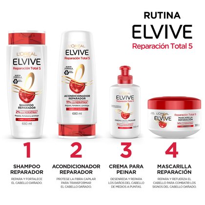 L'Oréal Paris crema para peinar Reparación Total 5 de Elvive rutina