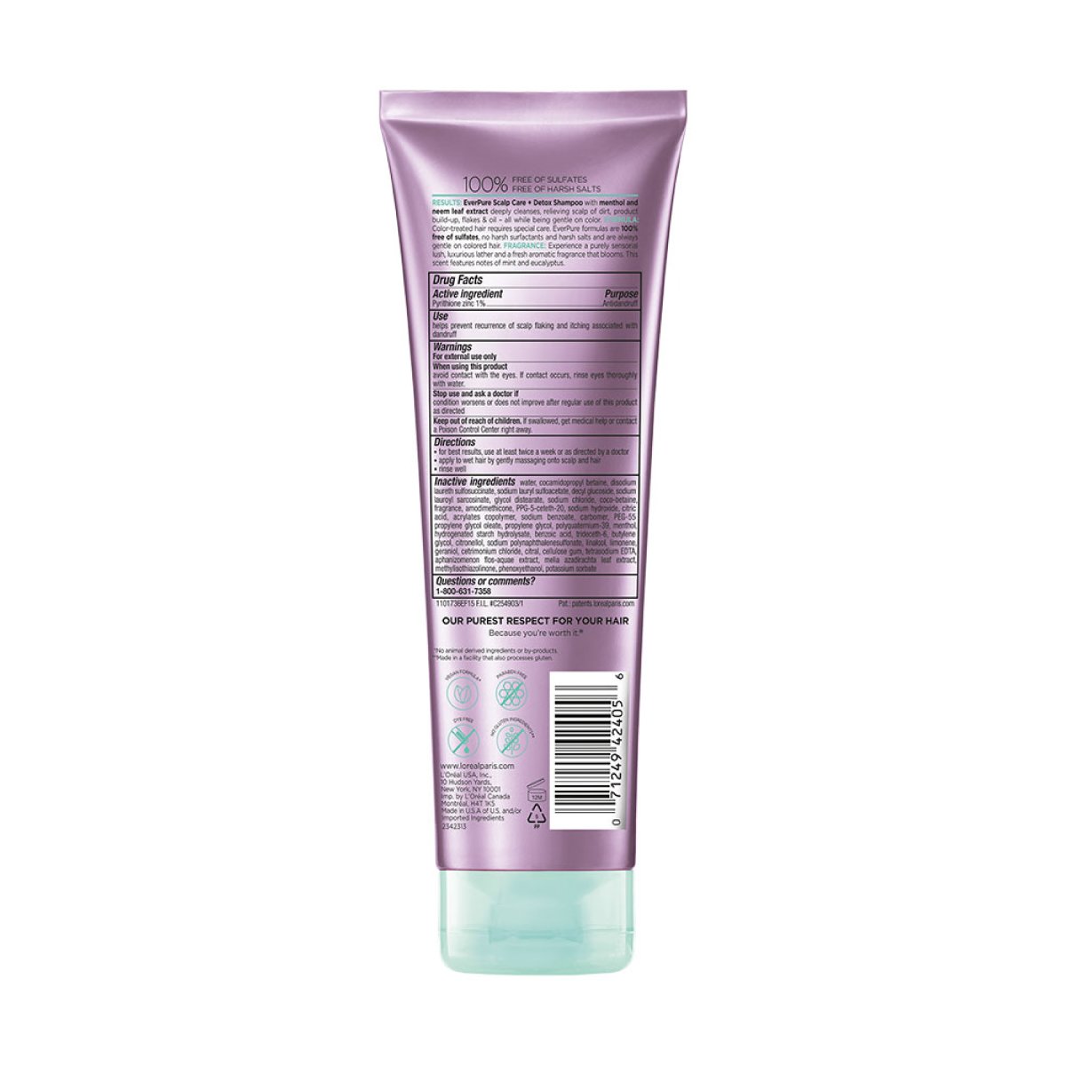 Loreal EverPure Scalp Care + Detox Shampoo atrás