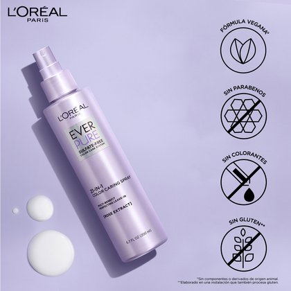 Ever Pure 21 in 1, fórmula vegana, sin sulfatos, sin colorantes, sin parabenos y sin sulfatos.