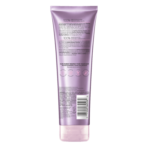 Acondicionador Ever Pure Glossing con pH balanceado para un brillo deslumbrante.