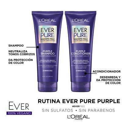 Shampoo morado de Ever Pure Purple de L'Oréal Paris rutina
