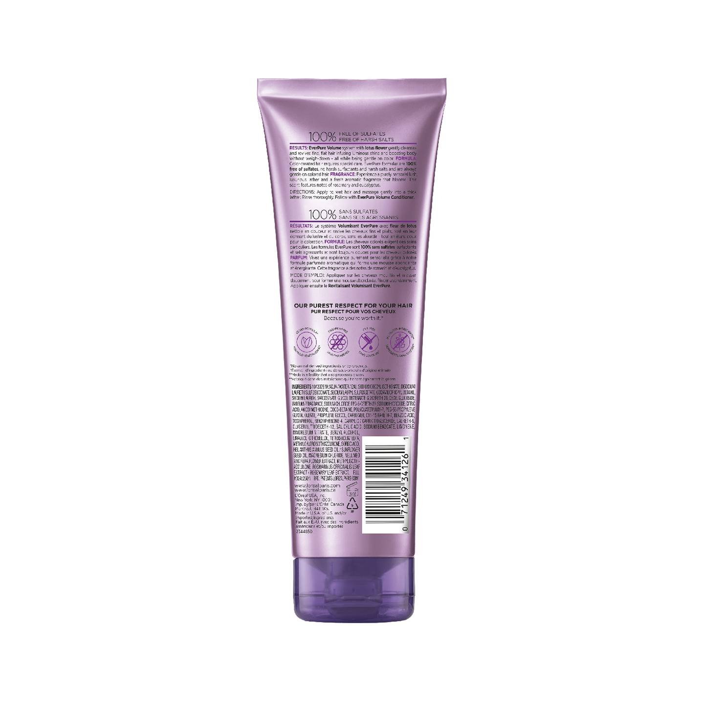 Shampoo de Ever Pure Volume de  L'Oréal Paris atrás