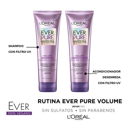 Shampoo de Ever Pure Volume de L'Oréal Paris rutina
