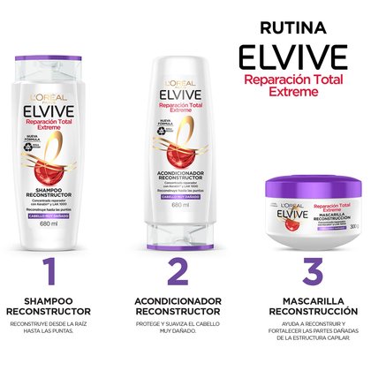 L'Oréal Paris shampoo Reparación Total 5 Extreme de Elvive rutina