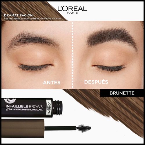 L'Oréal Paris Infallible Brow Mascara Brunette Antes y Despues
