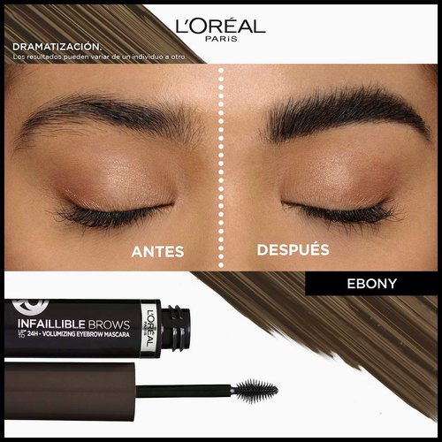 L'Oréal Paris Infallible Brow Mascara Ebony Antes y Despues