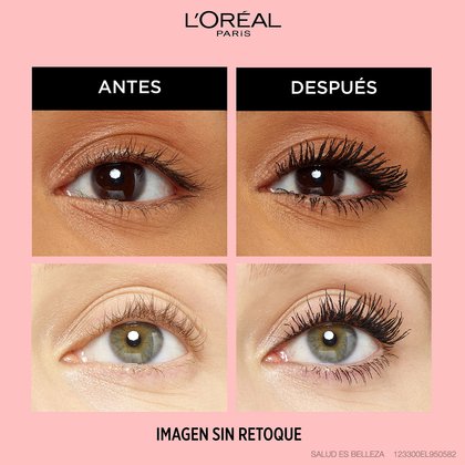 Loreal Paris Lash Paradise Mascara de Pestañas Antes y Después