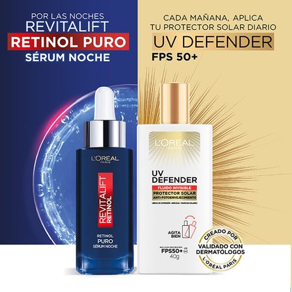 RETINOL USO DE NOCHE Y PROTECTOR SOLAR UV DEFENDER CADA MAÑANA